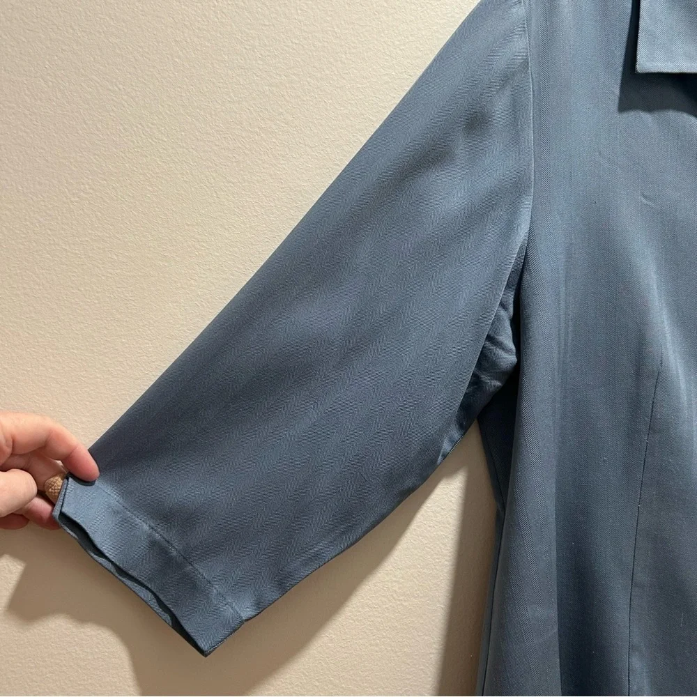 Norm Thompson Women's Blue Silk Twill Button-Up Tunic 3/4 Sleeves - Size 10 - Picture 5 of 9